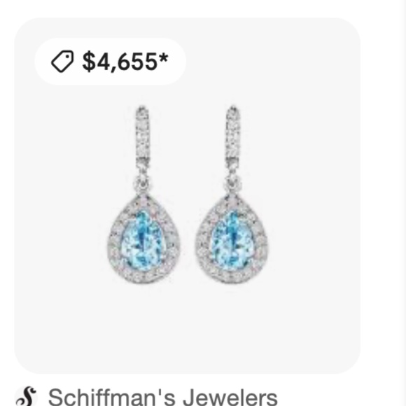 Designer PENNY PREVILLE 18K White Gold Diamond Aquamarine Dangle Drop Earrings - Picture 5 of 16